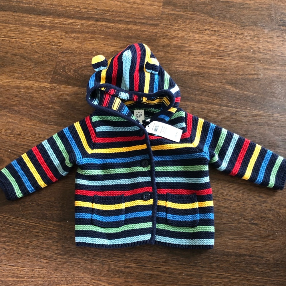 Baby gap stripped bear cardigan sweater 3/6m